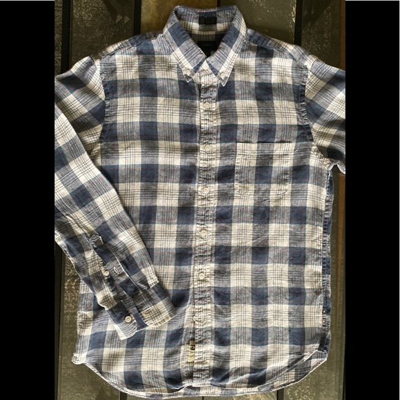 J. Crew Linen Flannel Shirt Large Slim Fit J Crew